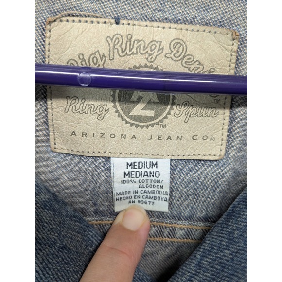 90s Vintage Arizona Classic Blue Wash Big Ring Denim Trucker Jacket Size Medium - Picture 3 of 13